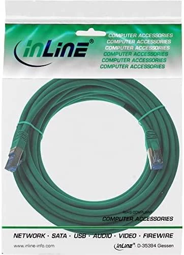 InLine Komutacinis kabelis - S / FTP (PiMf) - Cat.6A - 500MHz - Be halogenų - Varis - Žalias - 15m (76815G)
