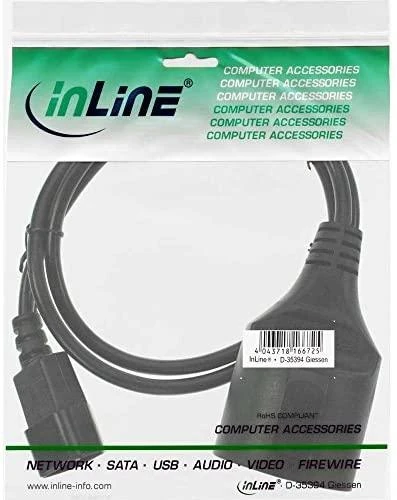 InLine 16659A tinklo adapterio laidas šaltiems įrenginiams C14 iki apsauginio kontakto lizdo 1m