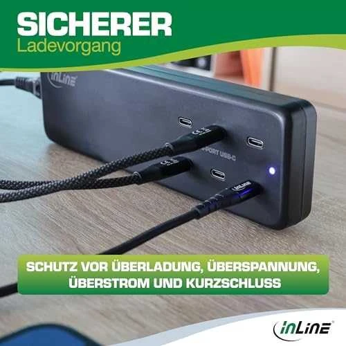 Įkroviklis InLine Multiport GaN PD 3.0 6x USB-C 120 W Juodas (31516I)