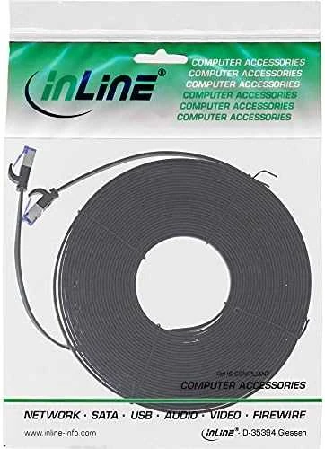InLine® Flat patch cable, U/FTP, Cat.6A, TPE be halogenų, juodas, 20m