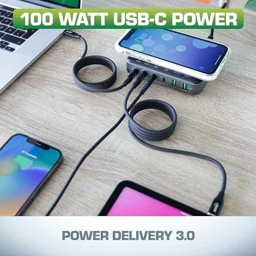 Įkroviklis InLine Qi Powerstation Multiportowa 2x USB-A 4x USB-C 100 W (31517K)