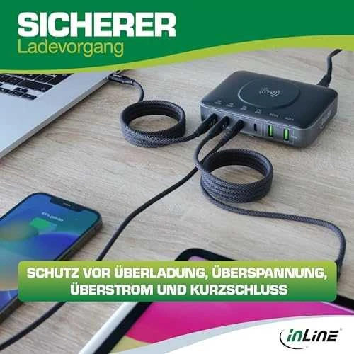 Įkroviklis InLine Qi Powerstation Multiportowa 2x USB-A 4x USB-C 100 W (31517K)
