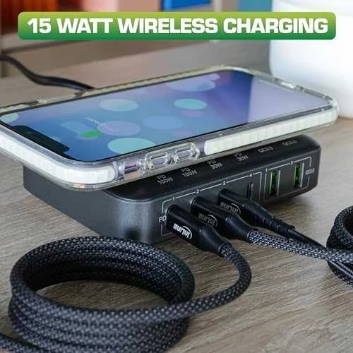 Įkroviklis InLine Qi Powerstation Multiportowa 2x USB-A 4x USB-C 100 W (31517K)