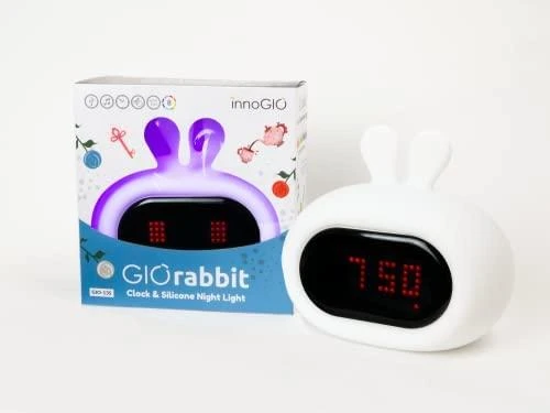 INNOGIO silikoninė naktinė lemputė su skaitmeniniu žadintuvu GIORABBIT, GIO-135