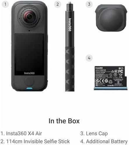„Insta360 X4 Air“ pradedančiųjų rinkinys – 360° sferinė kamera su priedų rinkiniu