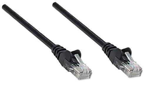 Intracom INTELLINET tinklo kabelis Cat5e U/UTP 1,0m 3ft. Juodas RJ-45 Vyriški / RJ-45 Vyriški Paauksuoti kontaktai Polibag