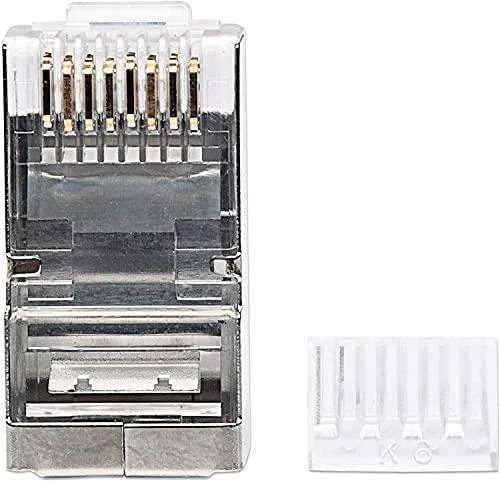 Intracom INTELLINET Cat6a RJ45 Moduliniai kištukai STP 3 šakų tvirtai vielai 90 kištukų indelyje skaidriai