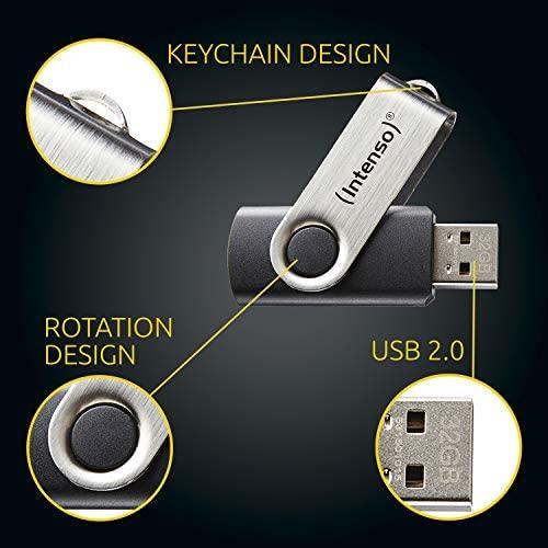 STICK 32GB USB 2.0 Intenso Basic Line juoda/sidabrinė
