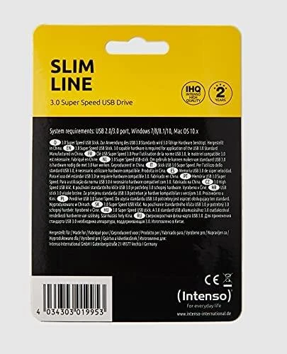 STICK 16GB USB 3.0 Intenso 3532470 Slim Line Juodas