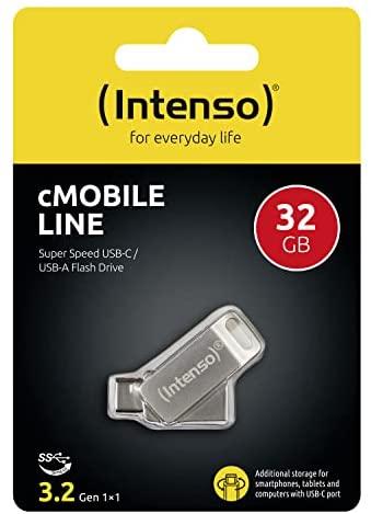 Intenso cMOBILE LINE 32GB, USB-Stick - sidabrinis, USB-A 3.2 Gen 1, USB-C 3.2 Gen 1