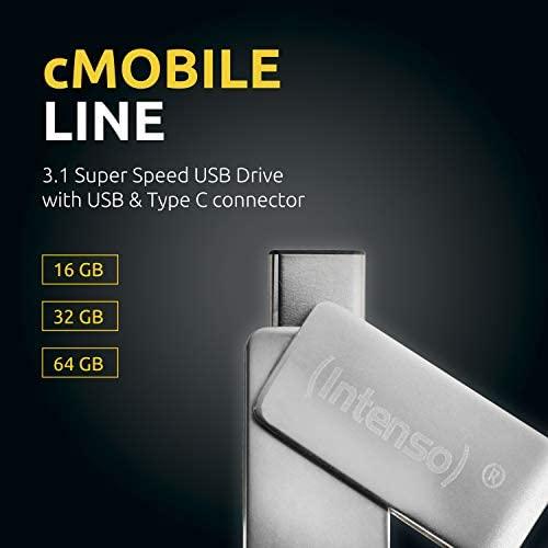 Intenso cMOBILE LINE 32GB, USB-Stick - sidabrinis, USB-A 3.2 Gen 1, USB-C 3.2 Gen 1