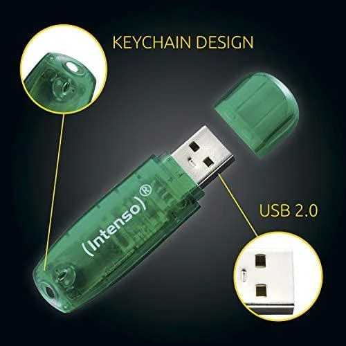 3P - KAINOS PRODUKTAI INTENSO USB atmintukas 8GB Žalias Raktų pakabukas LED Šviesa Medžiaga Skaidrus Plastikas Hi Speed USB 2.0 15 gramų