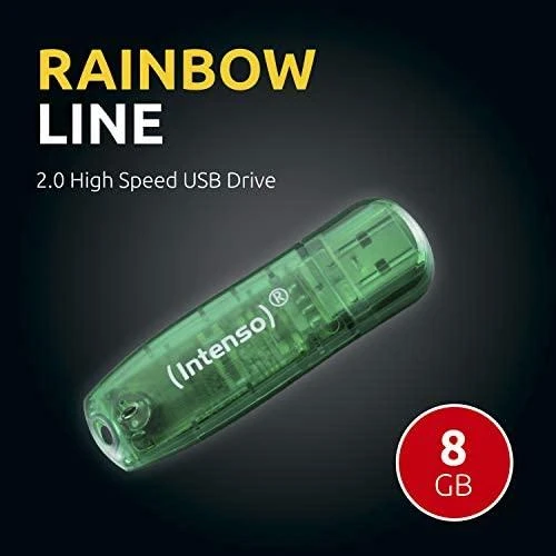3P - KAINOS PRODUKTAI INTENSO USB atmintukas 8GB Žalias Raktų pakabukas LED Šviesa Medžiaga Skaidrus Plastikas Hi Speed USB 2.0 15 gramų