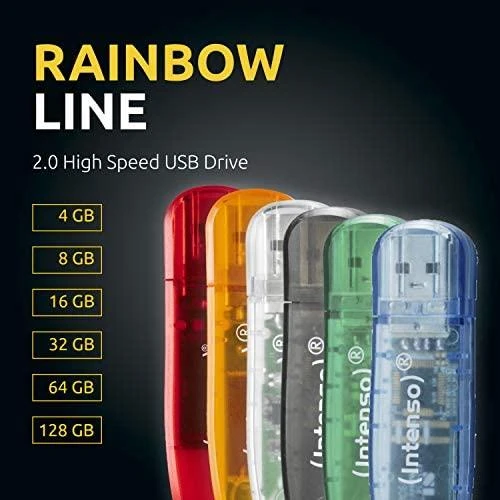 STICK 16GB 2.0 Intenso Rainbow Line juodas