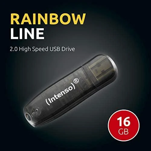 STICK 16GB 2.0 Intenso Rainbow Line juodas