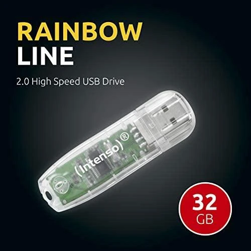 STICK 32GB USB 2.0 Intenso Rainbow Line Transparent