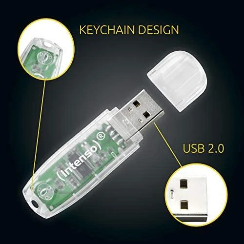 STICK 32GB USB 2.0 Intenso Rainbow Line Transparent
