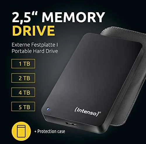 „Intenso“ 2,5 colio išorinis kietasis diskas 5 TB, išorinė kaitlentė (juodas, „micro-USB-B 3.2 Gen 1“ (5 Gbit/s)) (6023513)