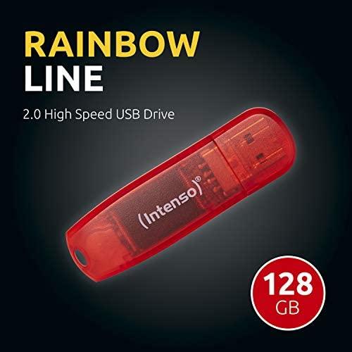 USB atmintinė 128GB USB 2.0 Intenso 3502491 Rainbow Line Raudona