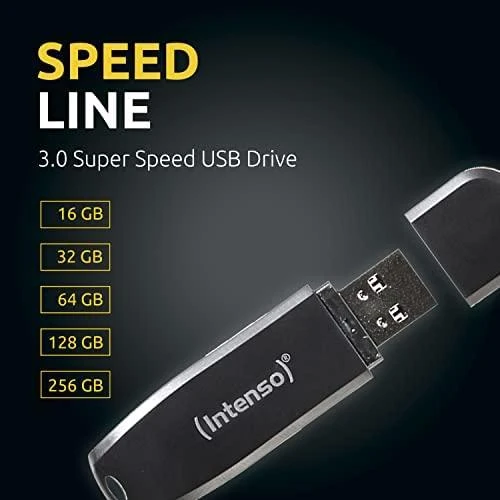 USB atmintinė 128GB USB 3.0 Intenso 3533491 Speed Line Juodas