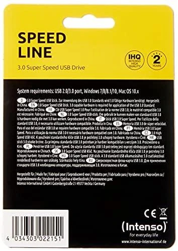 USB atmintinė 32 GB, USB 3.0, Intenso, 3533480, Speed Line, Juodas