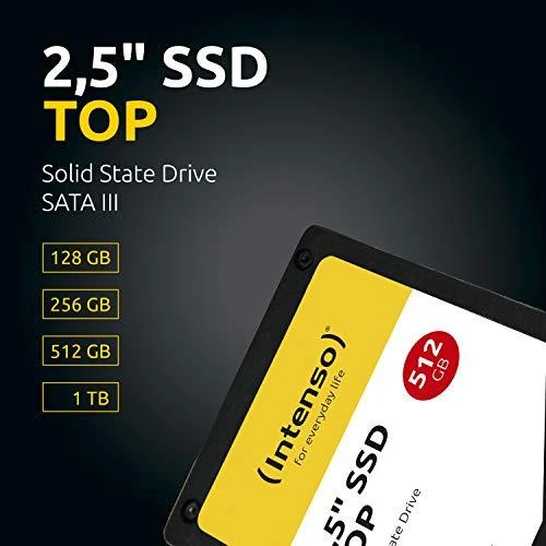 SSD Intenso Top 512GB SATA3, 520/300MBs, Atsparus smūgiams, Mažos galios