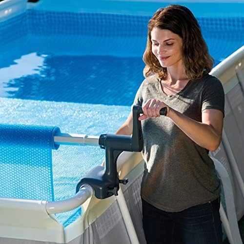 Intex Saulės plėvelės vyniotuvas karkasiniams baseinams 274-488 cm, lengvai surenkamas, patvari konstrukcija, baseino priedas, saulės dangos vyniotuvas, baseino priežiūros įrankis