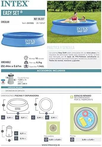 Pripučiamas lauko baseinas INTEX Easy Set 244 x 61 cm, su vandens filtru