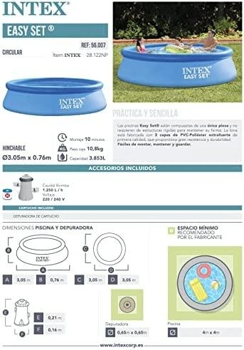 Pripučiamas baseinas INTEX Easy Set su vandens filtru 305x76cm 28122