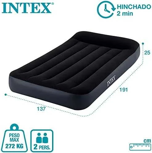 Pripučiamas veliūrinis čiužinys su pompa Intex 64148ND