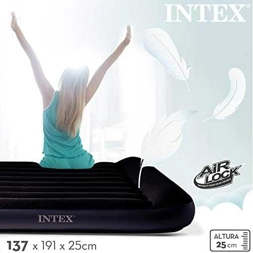 Pripučiamas veliūrinis čiužinys su pompa Intex 64148ND