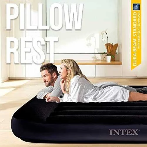 Pripučiamas veliūrinis čiužinys su pompa Intex 64148ND