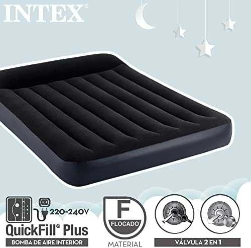 Pripučiamas veliūrinis čiužinys su pompa Intex 64148ND
