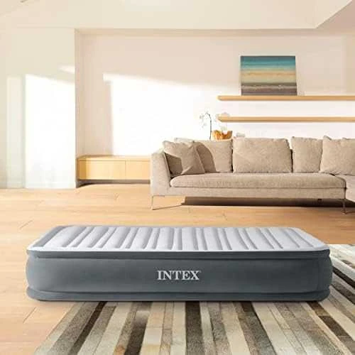 Pripučiamas čiužinys INTEX Twin Comfort-Plush Mid-Rise su integruota elektrine pompa, 99×191×33 cm