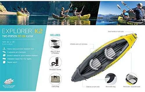 Pripučiama Baidarė (dvivietė) INTEX Explorer K2, Kayak 312x91x51cm