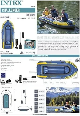 Pripučiama valtis Intex CHALENGER 3, 295 x 137 x 43 cm