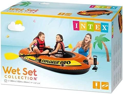 Oars Intex Explorer Pro 300 komplektas pripučiama valtis su irklais ir siurbliu Raudona/Geltona