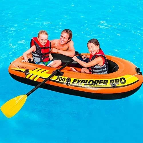Oars Intex Explorer Pro 300 komplektas pripučiama valtis su irklais ir siurbliu Raudona/Geltona