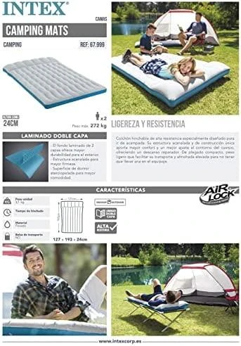  Pripučiamas turistinis čiužinys Intex 193x127x24cm, 68799
