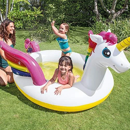 Amo Toys Pripučiamas baseinas INTEX MYSTIC UNICORN, 272x193x104cm, purškia vandenį 57441NP