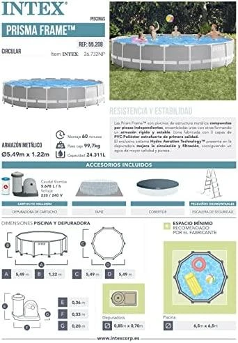 INTEX karkasinis baseinas PRISM FRAME POOL 26732NP 549x122cm