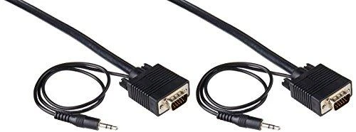 Kabelis Manhattan D-Sub (VGA) - D-Sub (VGA) + Jack 3.5mm 4.5m juoda (324311)