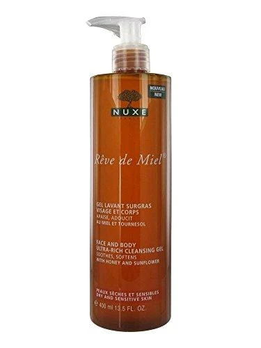 Nuxe Ypač tirštos konsistencijos veido ir kūno valomoji želė „Rêve de Miel® Face and body ultra-rich cleansing gel“, 400 ml
