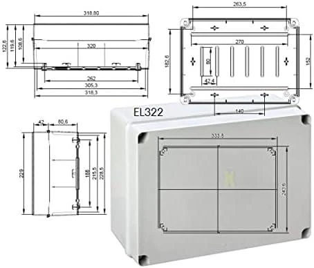 PCE hermetiška dėžutė LIGHT 335x245x133mm IP55 lygi EL-322