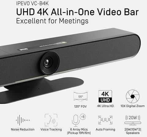 Internetinė kamera Ipevo VC-B4K UHD 4K PTZ Juodas (5-931-2-08-00)