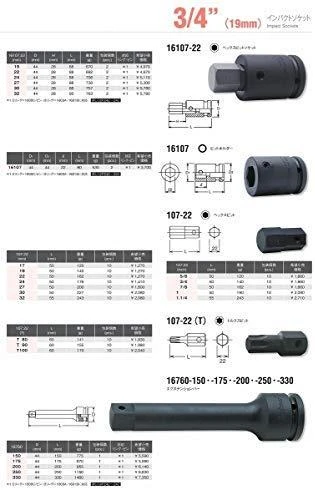 Šešiakampis atsuktuvo antgalis KOKEN 107-22 22 mm
