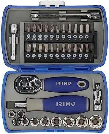 rinkinys 37 vnt. antgaliai, lizdai ir priedai 1/4", IRIMO [109-37-4]