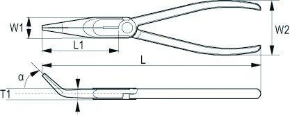 Prailgintos replės su lenktu galu 200mm. 1000V VDE Irimo