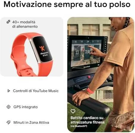 Išmanusis laikrodis Fitbit "Activity tracker Charge 6" Spalva: koralų/šampano (GA05184-EU)