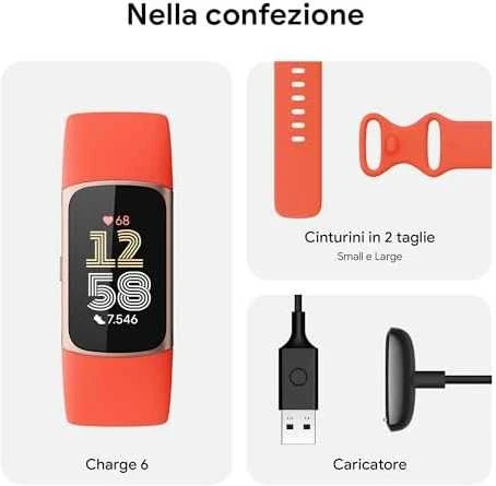 Išmanusis laikrodis Fitbit "Activity tracker Charge 6" Spalva: koralų/šampano (GA05184-EU)